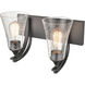 Natalie 2 Light 14.5 inch Matte Black Vanity Light Wall Light